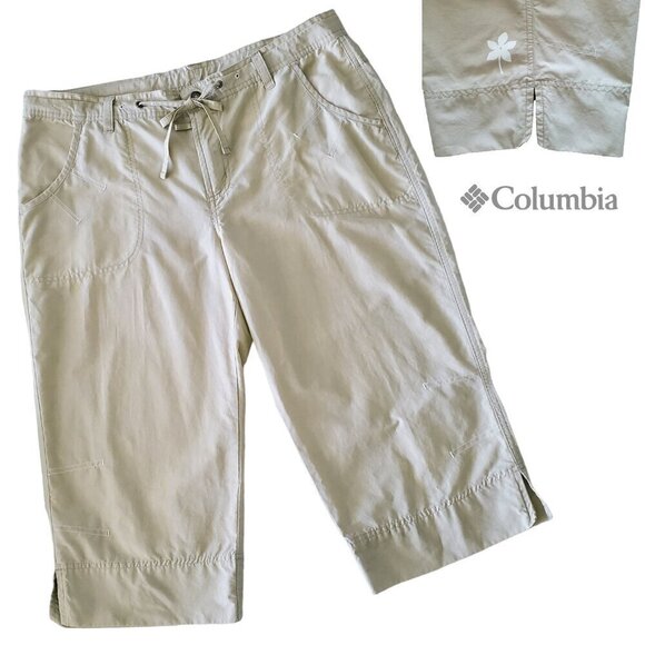 Columbia Pants - Columbia Capri Pants Lightweight Light Khaki Tan Split Hem Size M